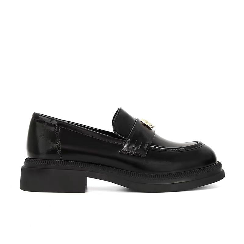Damen Loafers Elegante Schuhe Gold Dekoration