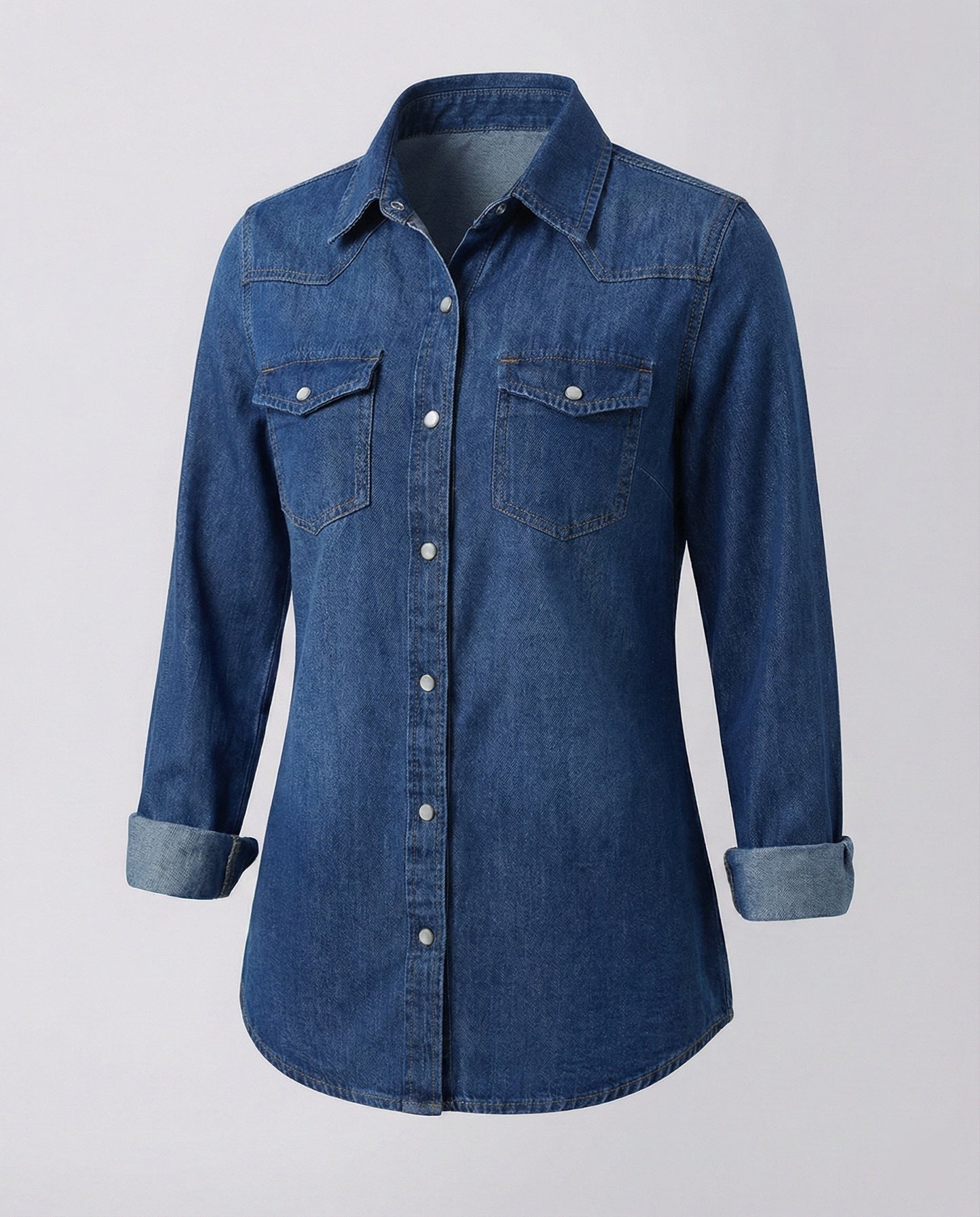 Damen Denimbluse mit Brusttaschen Blau