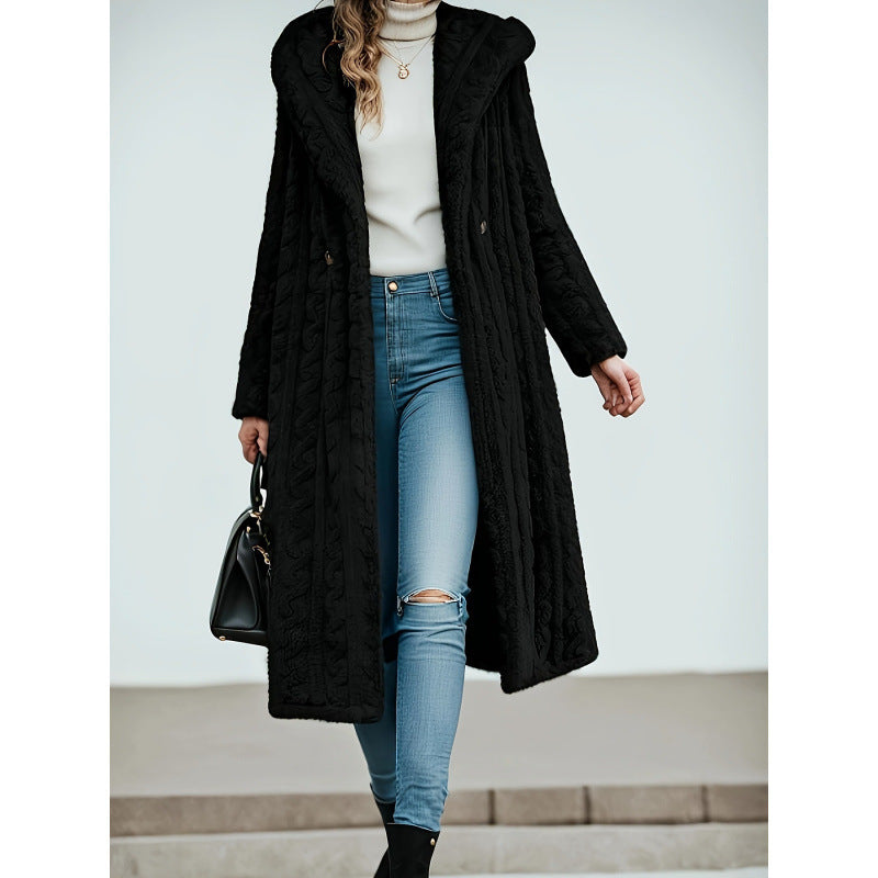 Damen Strickmantel Oversized Zopfmuster