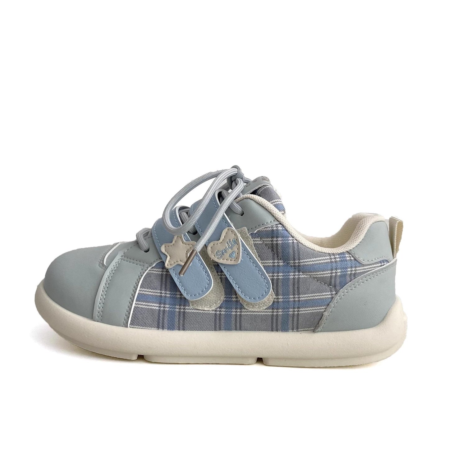 Damen Sneaker Karomuster Weich Klettverschluss