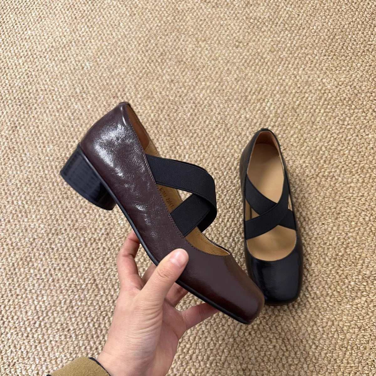 Damen Ballerinas Elastisch Glänzend