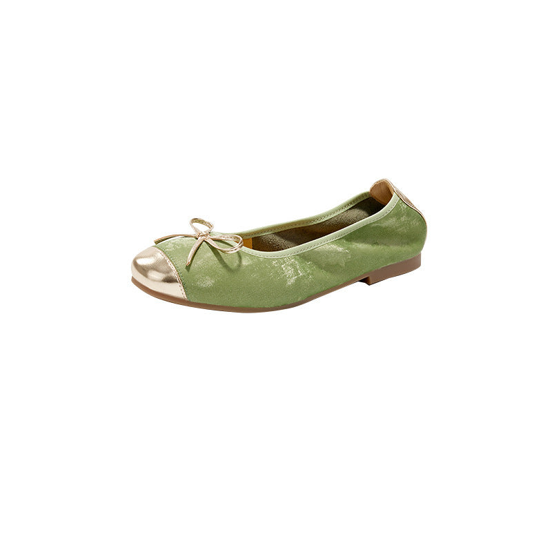 Damen Ballerinas Elegante Schleifen Detail Leder