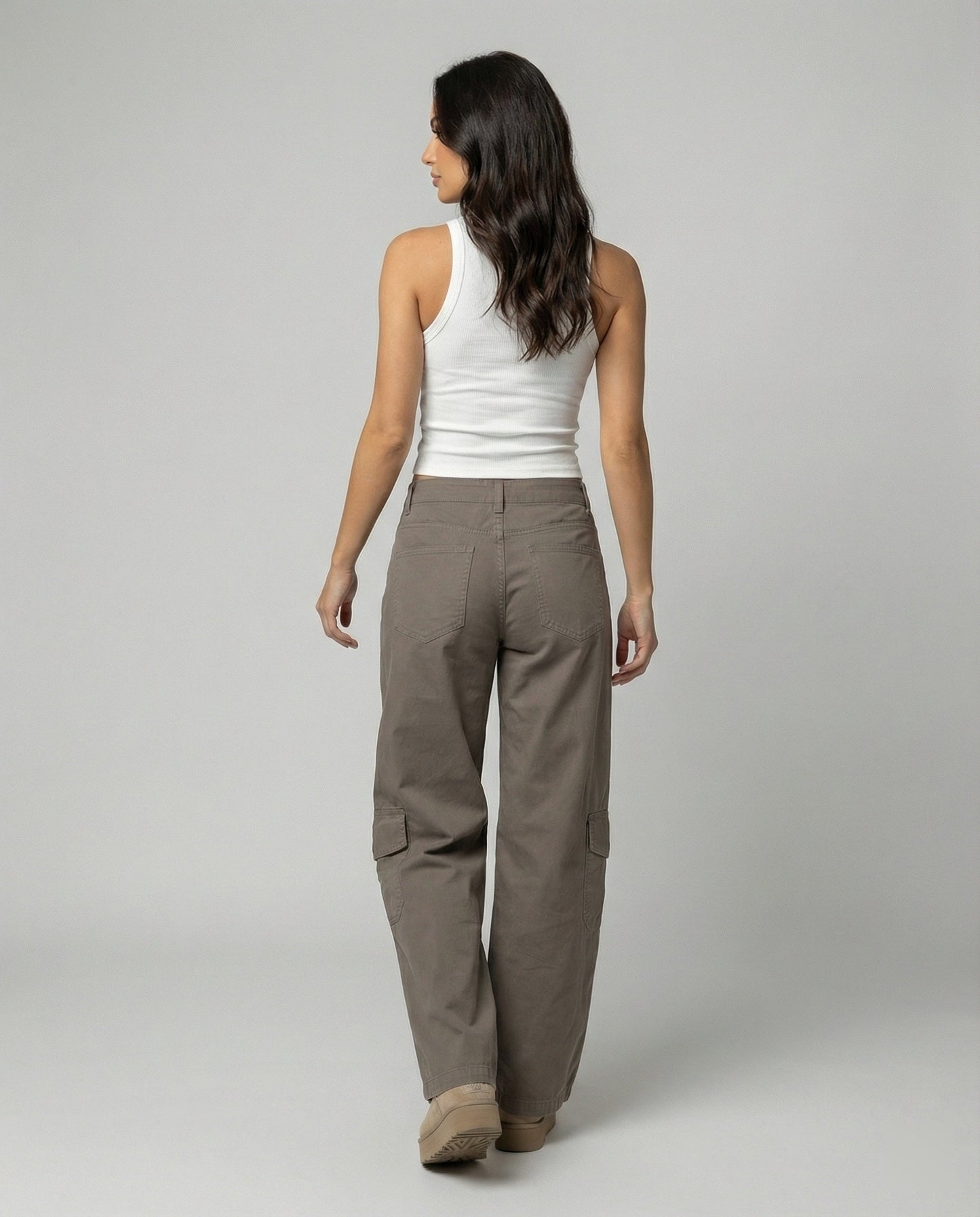 Damen Cargo-Hose Weite Bein Klappentaschen Bequem