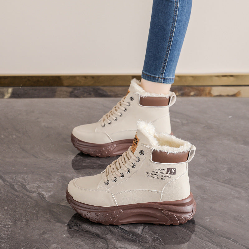 Damen Winterstiefel Schnürboots Kuschelig Rutschfest