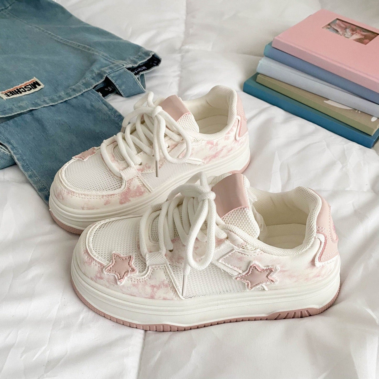 Damen Sneaker Atmungsaktiv Komfortabel Sternenmotive