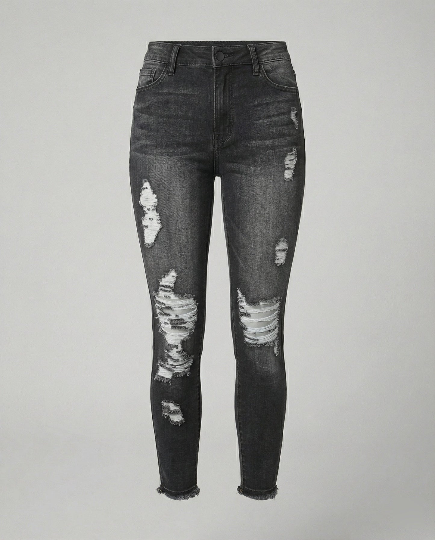 Damen Highwaist Jeans Destroyed Dunkelblau