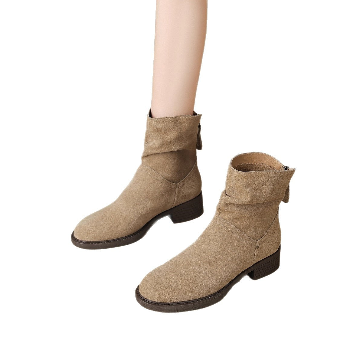 Damen Ankle Boots Lässig Falten Design