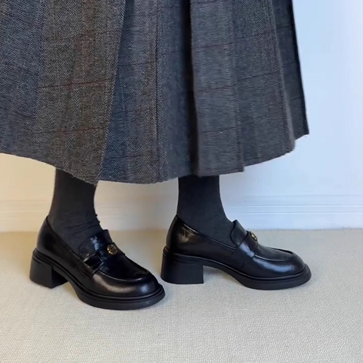 Damen Slipper Eleganter Blockabsatz Riemenverschluss Komfort