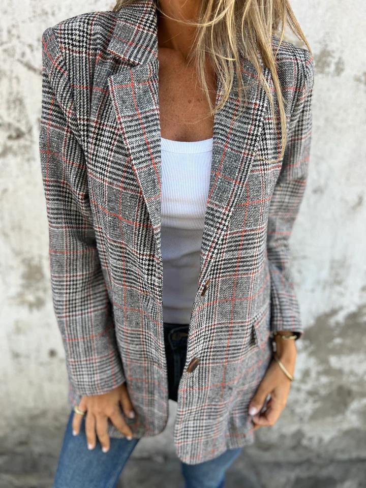 Damen Blazer Karierter Slimfit Modern