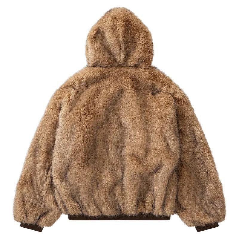 Damen Kunstpelzjacke Mit Kapuze