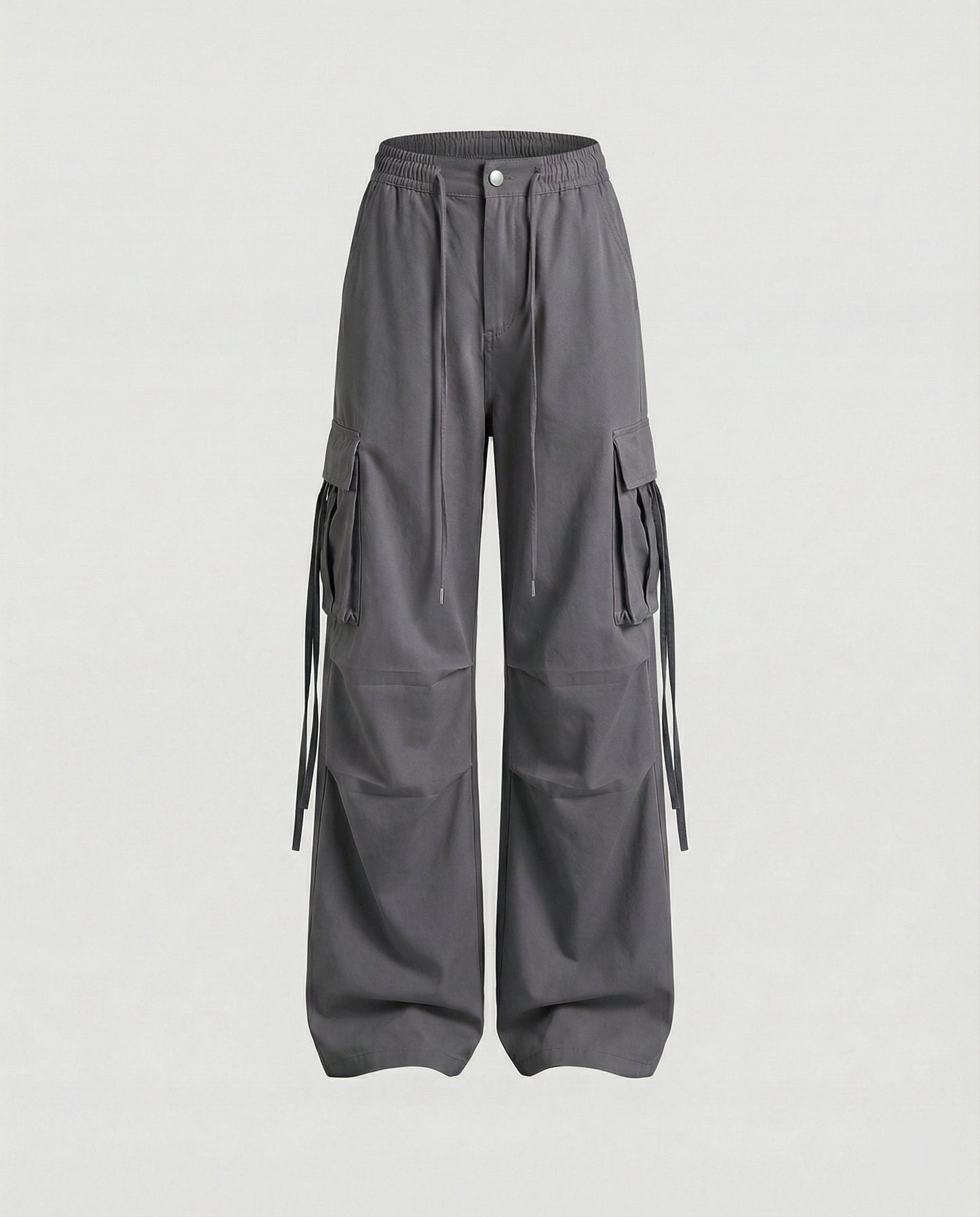 Damen Hochtaillierte Cargohose Baumwolle Mit Seitenschlaufen