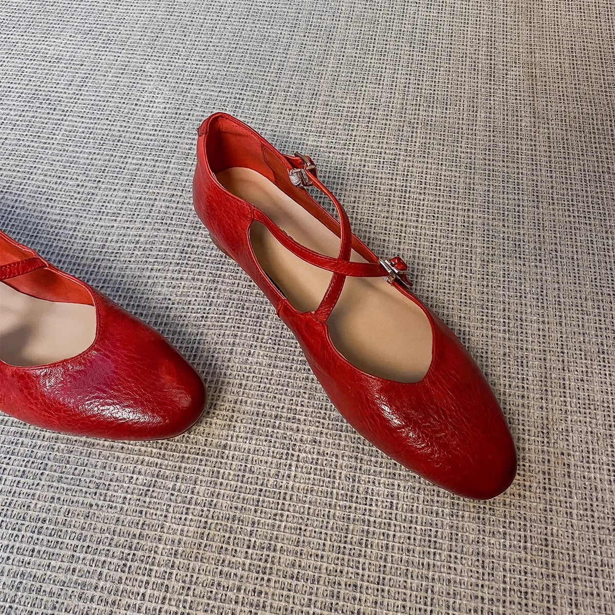 Damen Ballerinas Komfortschuhe Elegant Kreuzriemen