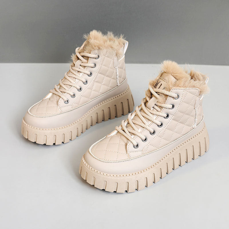 Damen High Sneaker Kunstfell Rutschfest