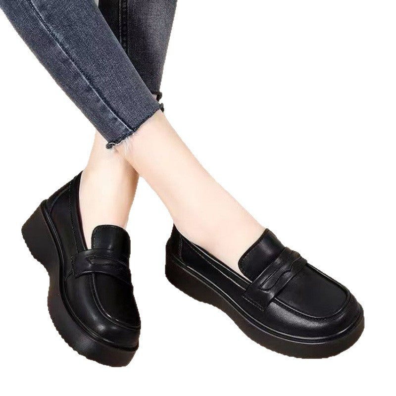 Damen Hochplateau Slipper Leder Komfort
