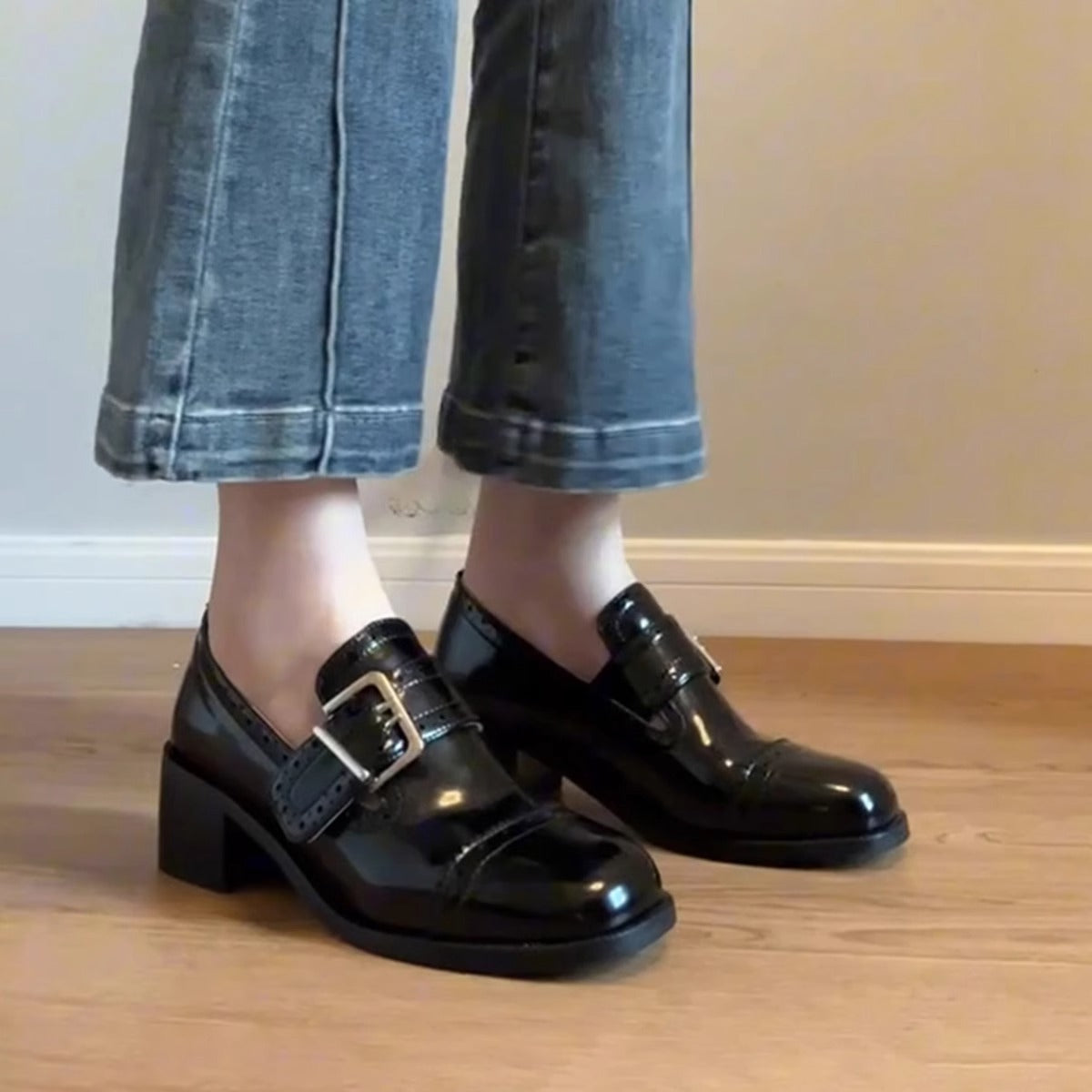 Damen Schnürschuhe Elegant Schnalle Detail