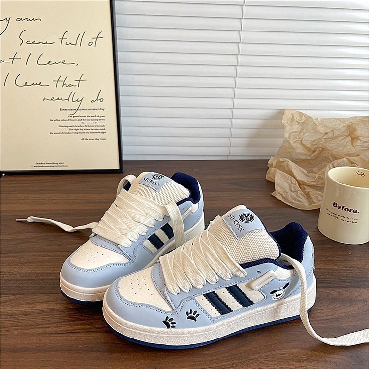 Damen Sneaker Sportlich Karomuster Bequem Schnüren