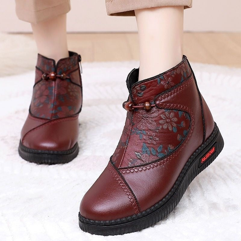 Damen Ankle Boots Schnürverschluss Elegant Floral