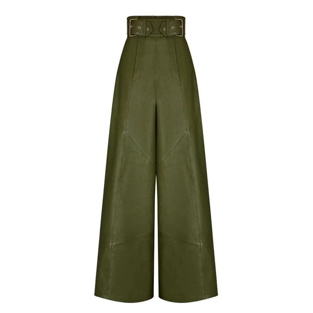 Damen Lederhosen Hochwertig mit Plisierdetails