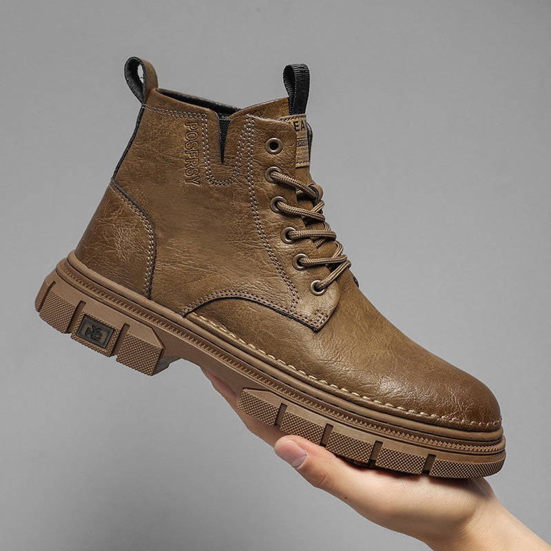Damen Lederstiefel Robust Rutschfeste Gummisohle