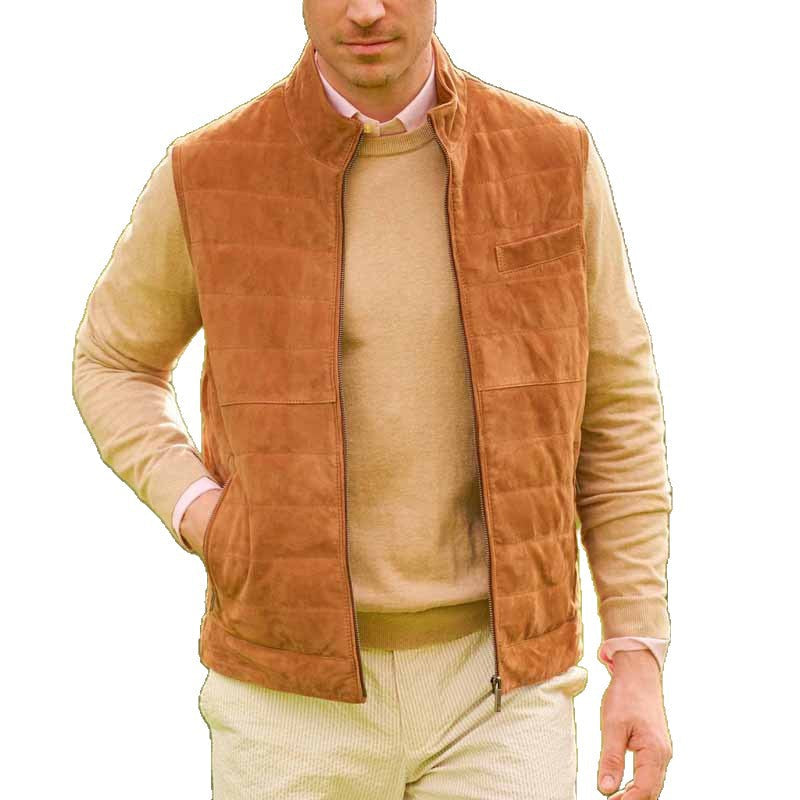 Herren Lederweste Wildleder Vieltaschen