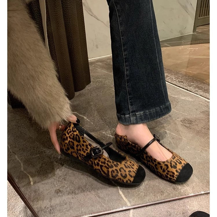 Damen Ballerinas Leopardenmuster