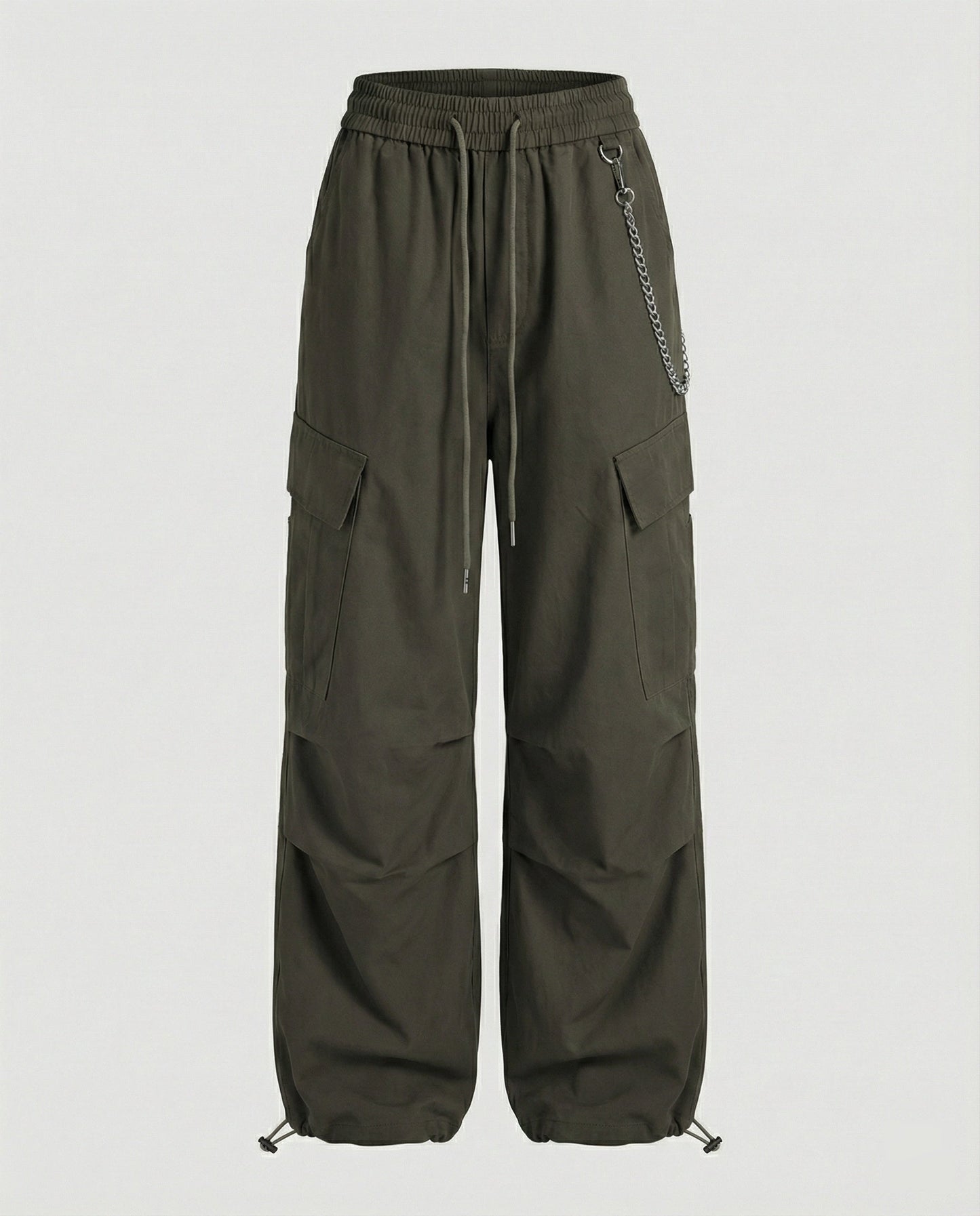 Damen Cargo-Hose Bequem Weit mit Kordelzug und Saumverstellung