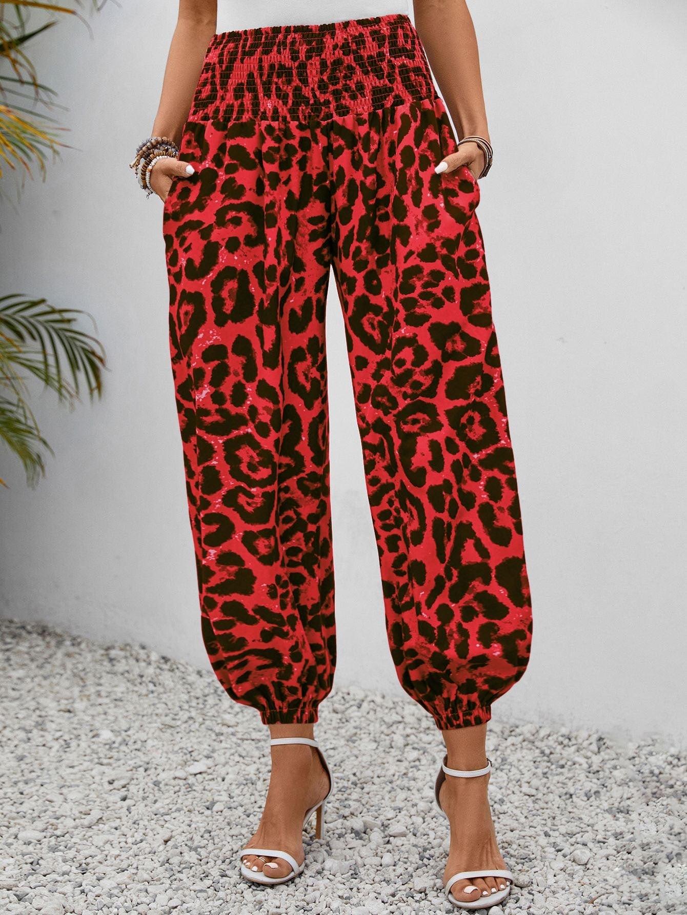 Damen-Hosen Leopardenmuster Elegant Weite
