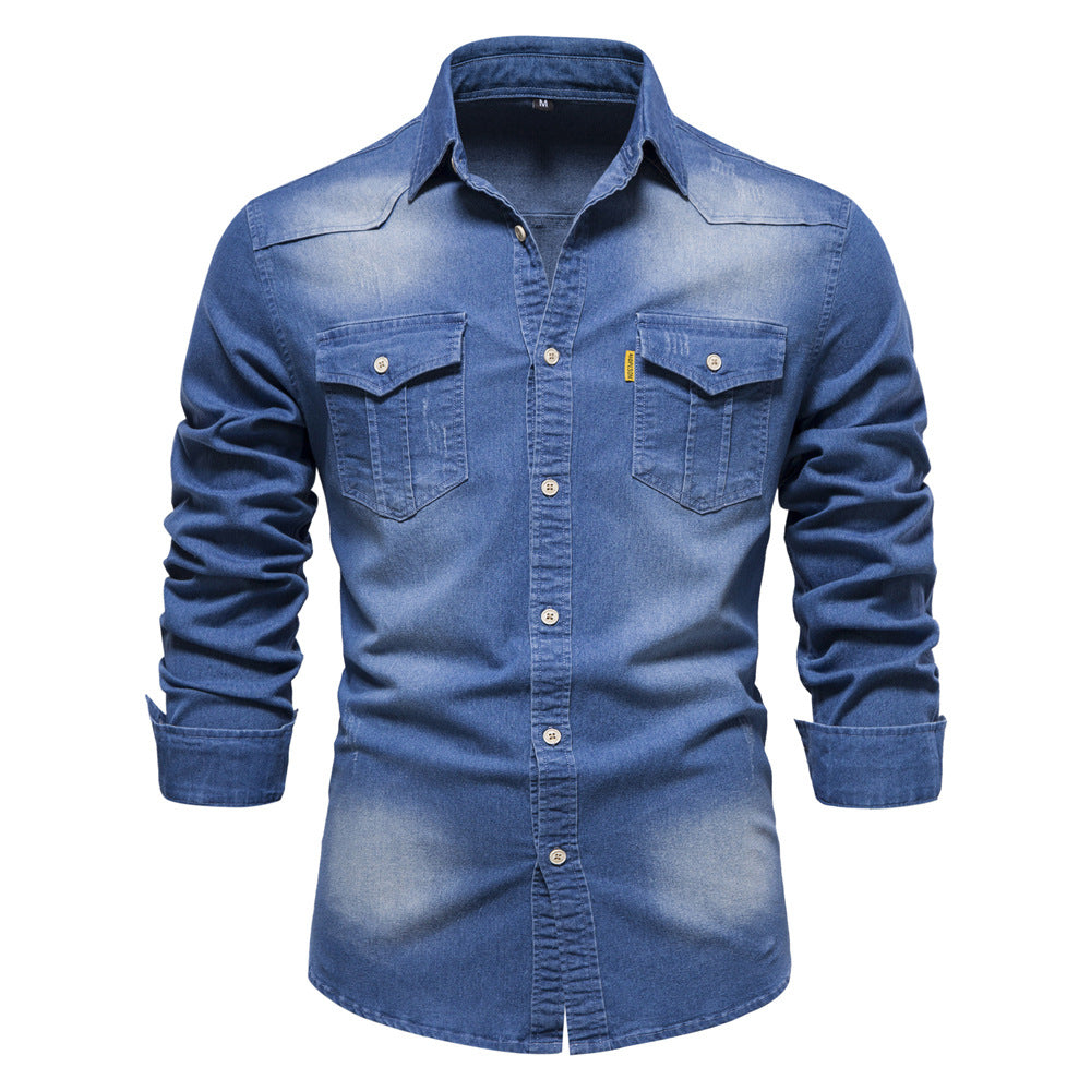 Isak Denim Hemd Slimfit Blau