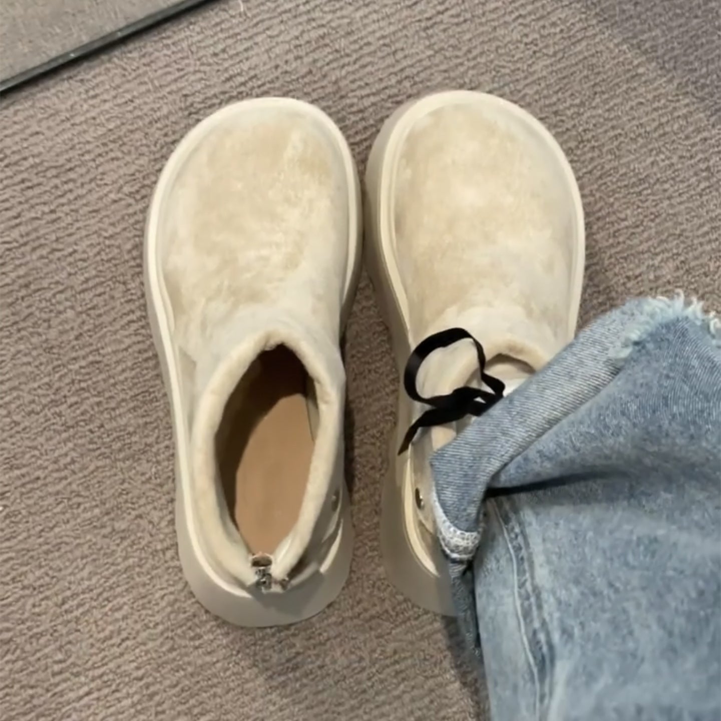 Damen Plateau-Stiefeletten Mit Druckknöpfen Hoch
