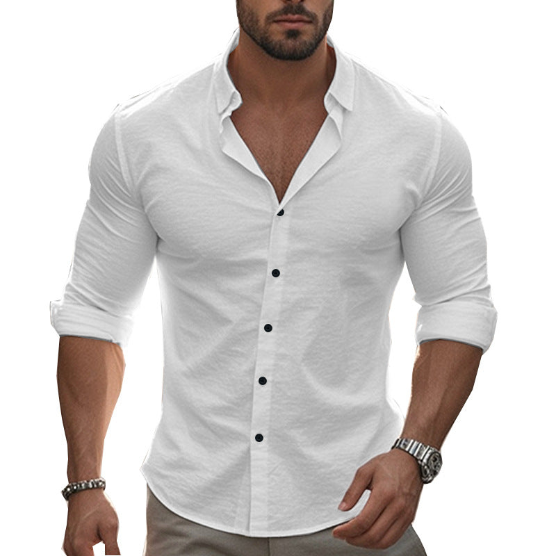 Herren Langarmhemd Elegantes Design Knopfleiste
