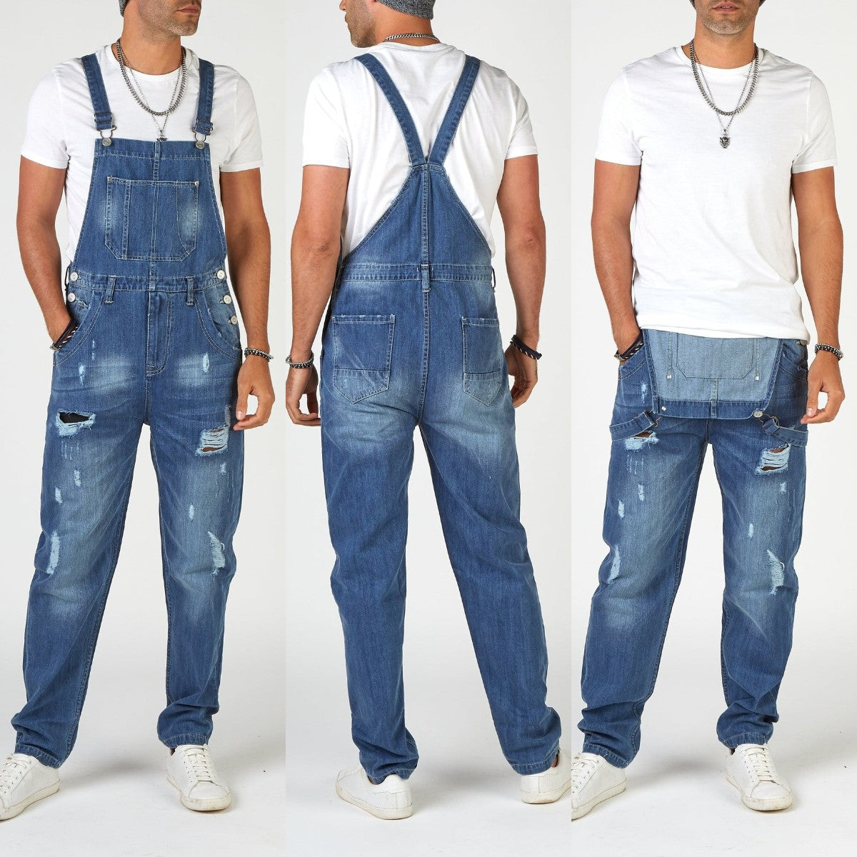 Herren Riss Jeans Used Look Denim Hose