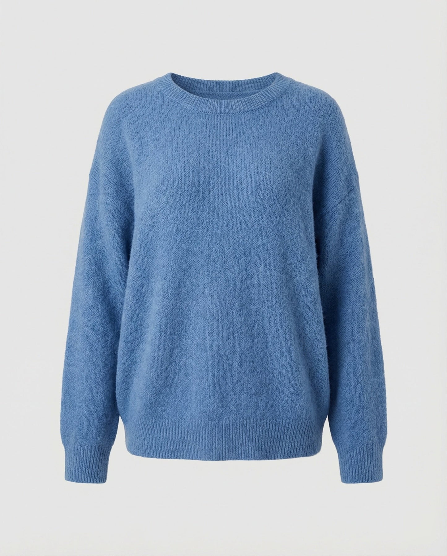 Damen Pullover Blau Oversize Weich Langarm