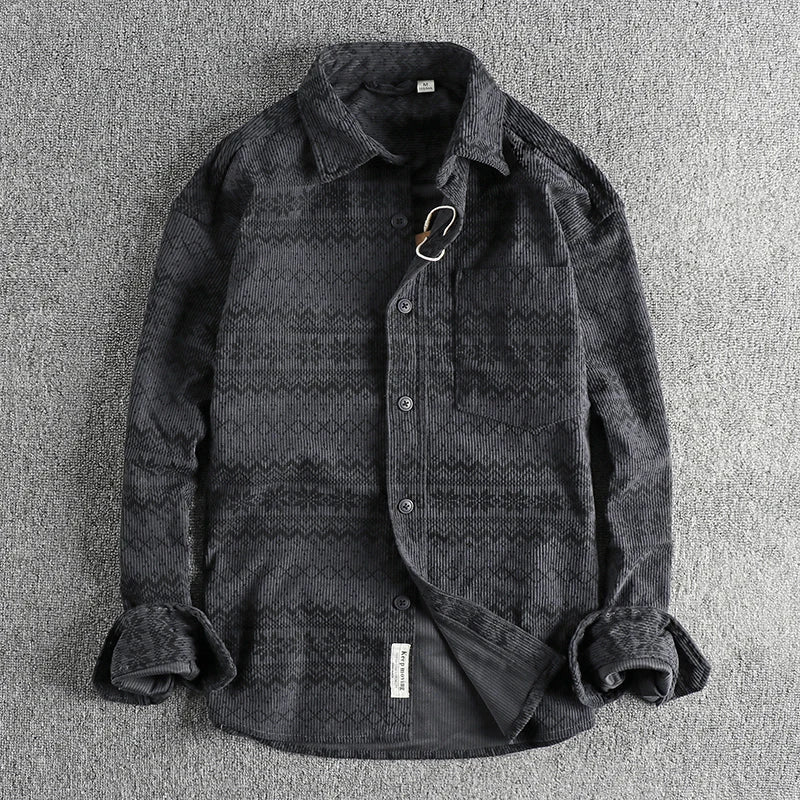 Herren Cordhemd Blau Retro Freizeit