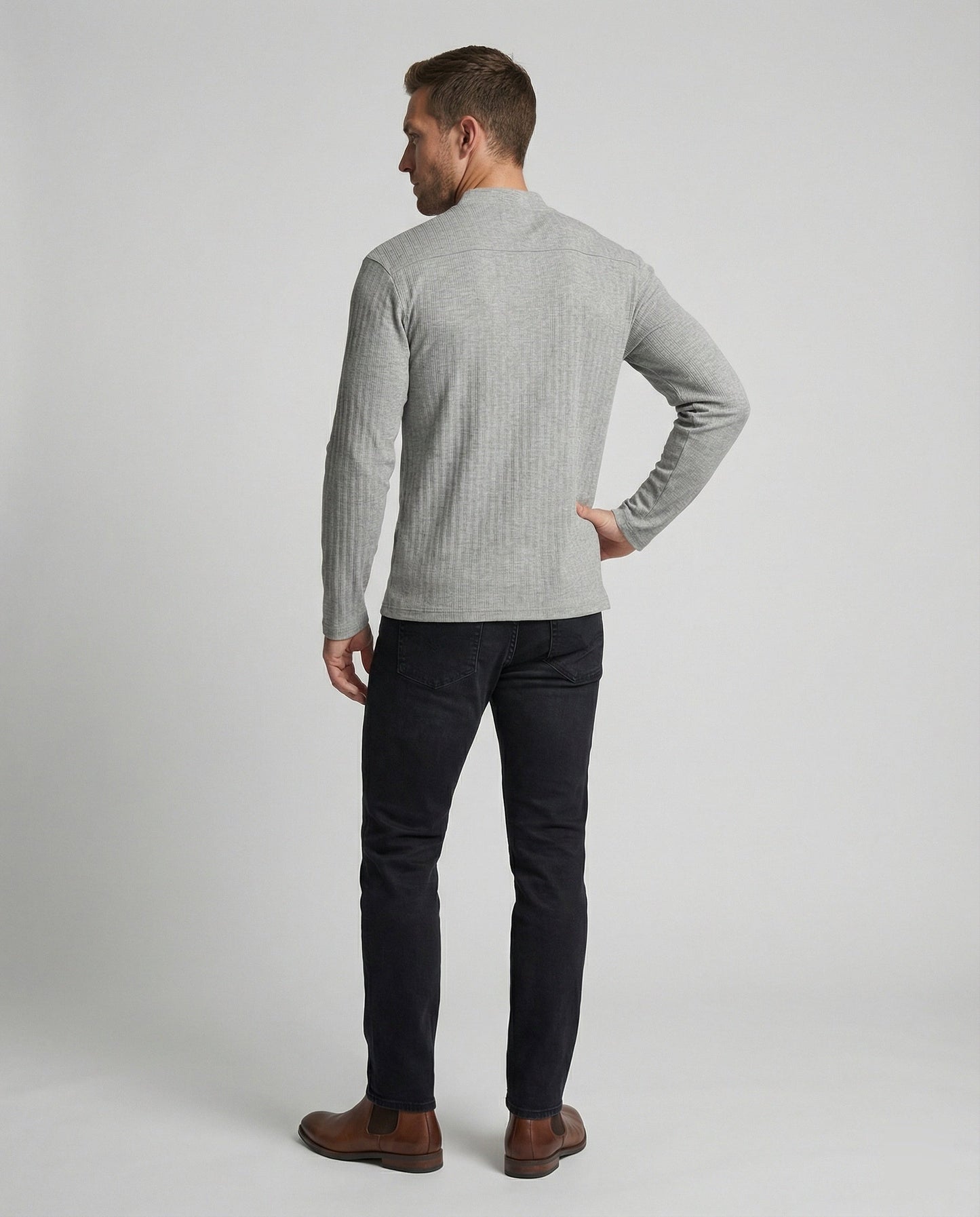 Herren Sweatshirt Old Money Look Kristallknöpfe Elegant