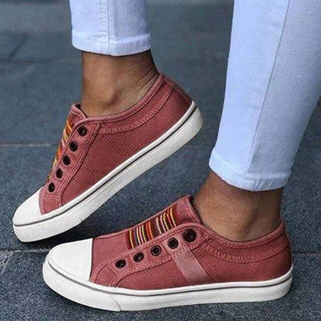 Damen Sneaker Gestreifte Canvas Schuhe