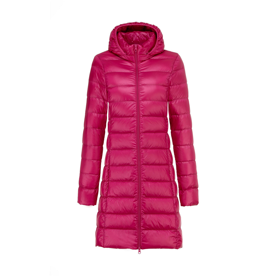 Damen Steppjacke Lang mit Kapuze Warm