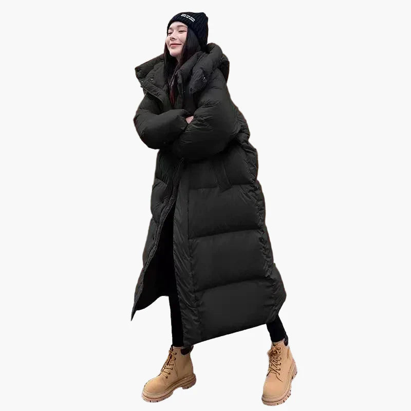 Damen Wintermantel Lang Oversized Kapuze
