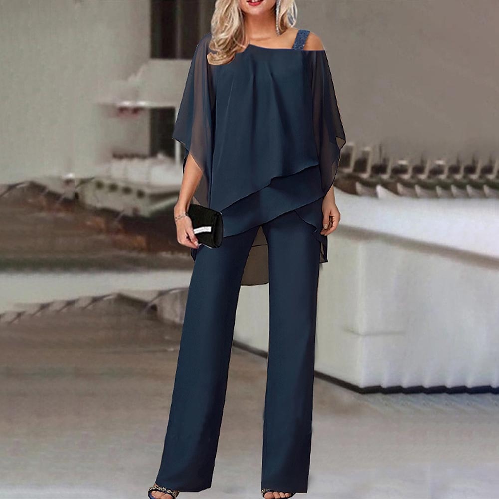 Damen Kleid Cold-Shoulder Fließend Elegant