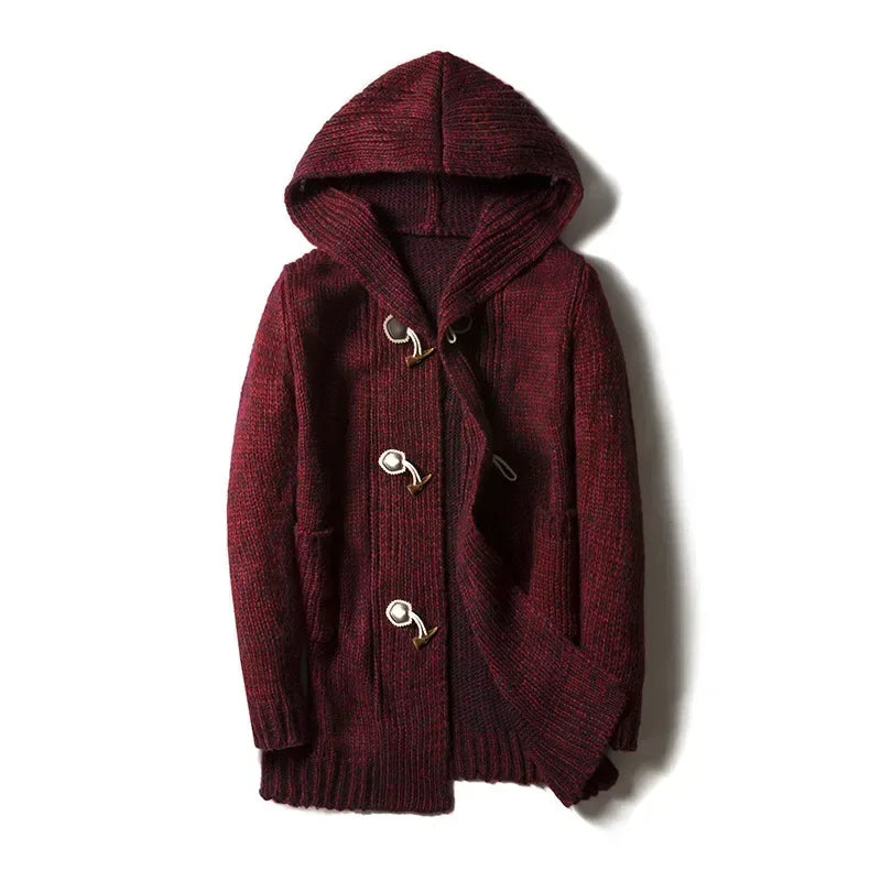 Herren Jacke Grobgestrickt mit Kapuze Winter