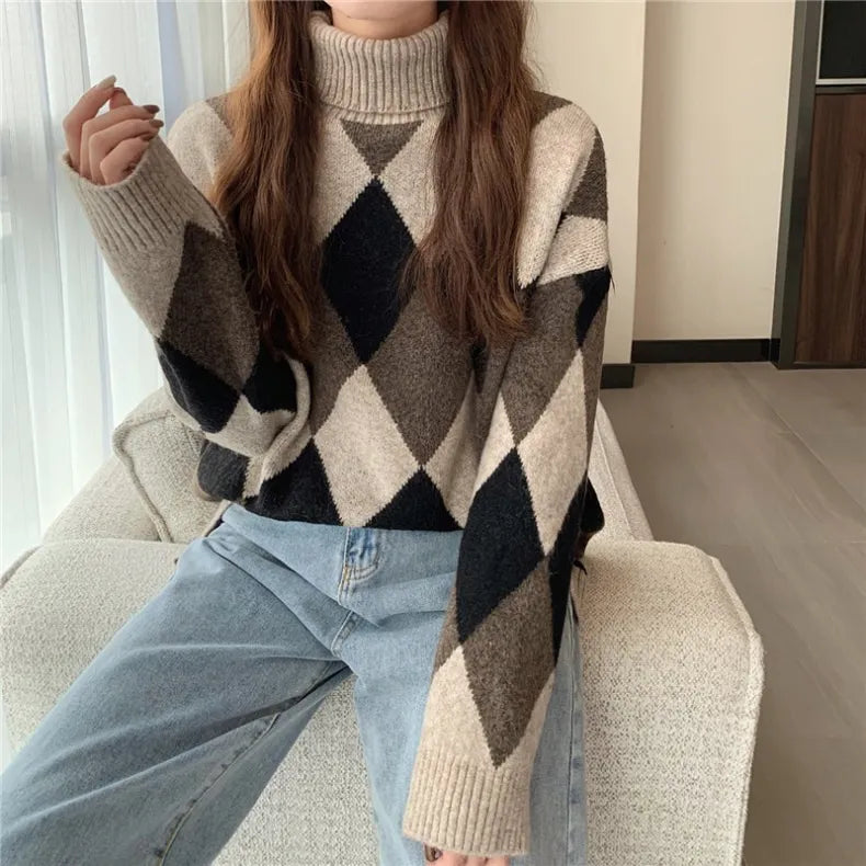 Damen Pullover Langarm Gemütlich Großstadt Stil