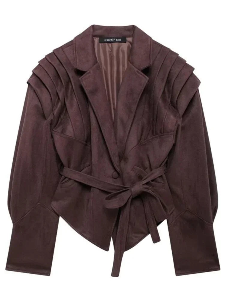 Damen Herbstjacke Vegan mit Taillengürtel Modern