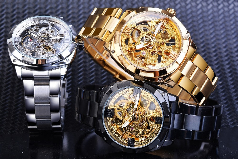 Herrenuhr Edelstahl Transparentes Zifferblatt