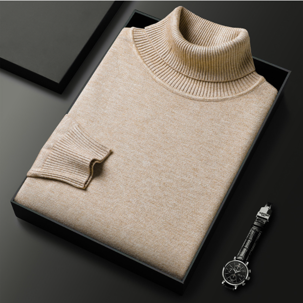 Herren Rollkragenpullover Bequem Lässig Grau