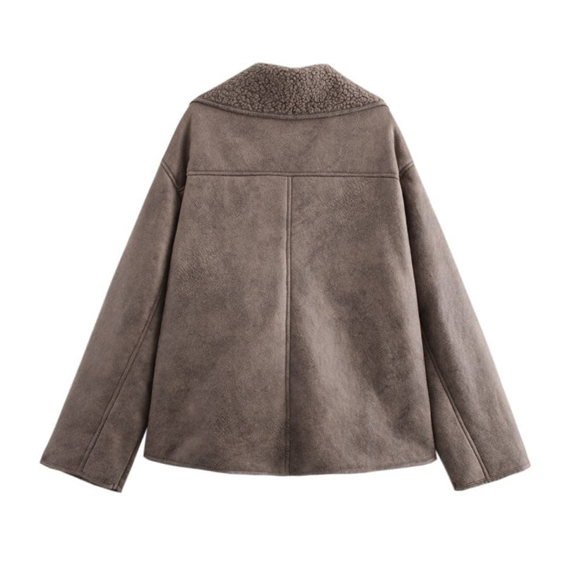 Velourslederjacke Damen Fleecefutter
