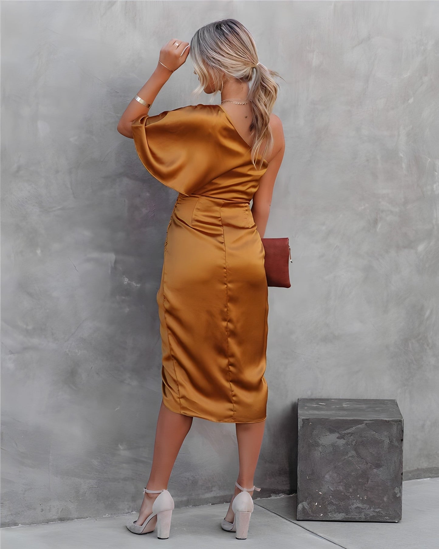 Damen Midikleid Asymmetrisch Elegant