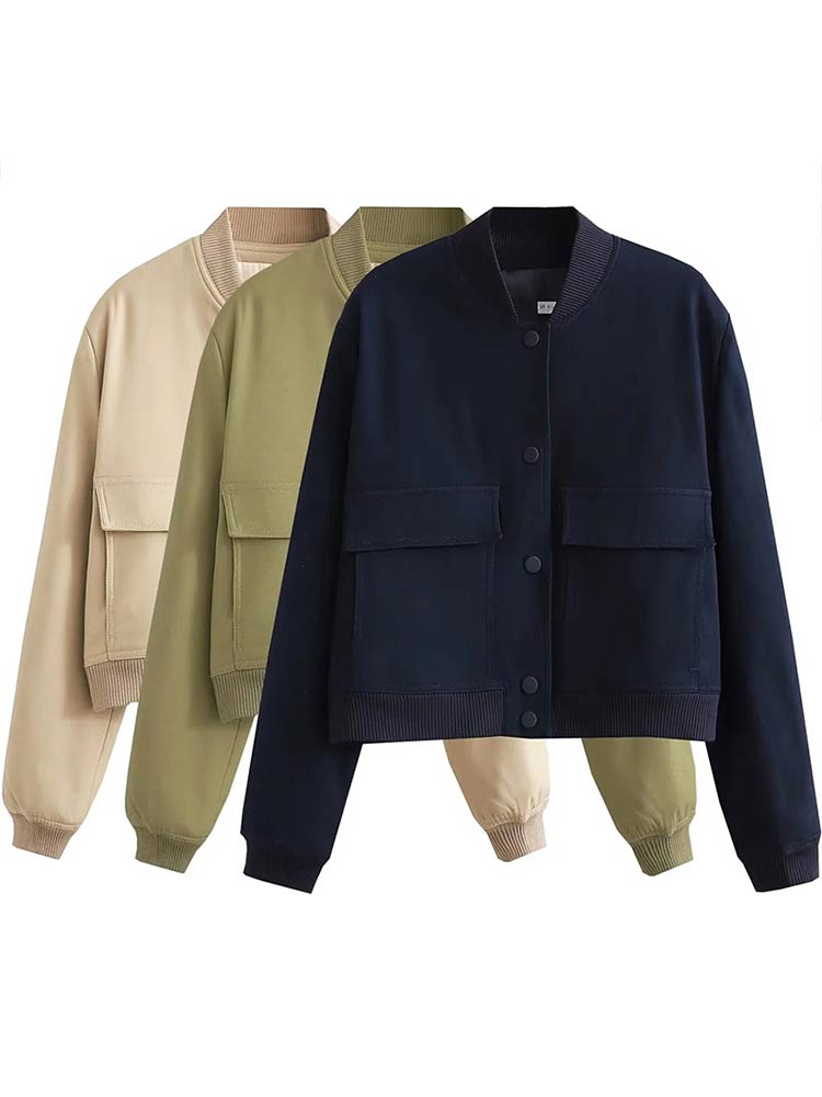 Damen Streetwear Kurzjacke Knopfleiste Modern