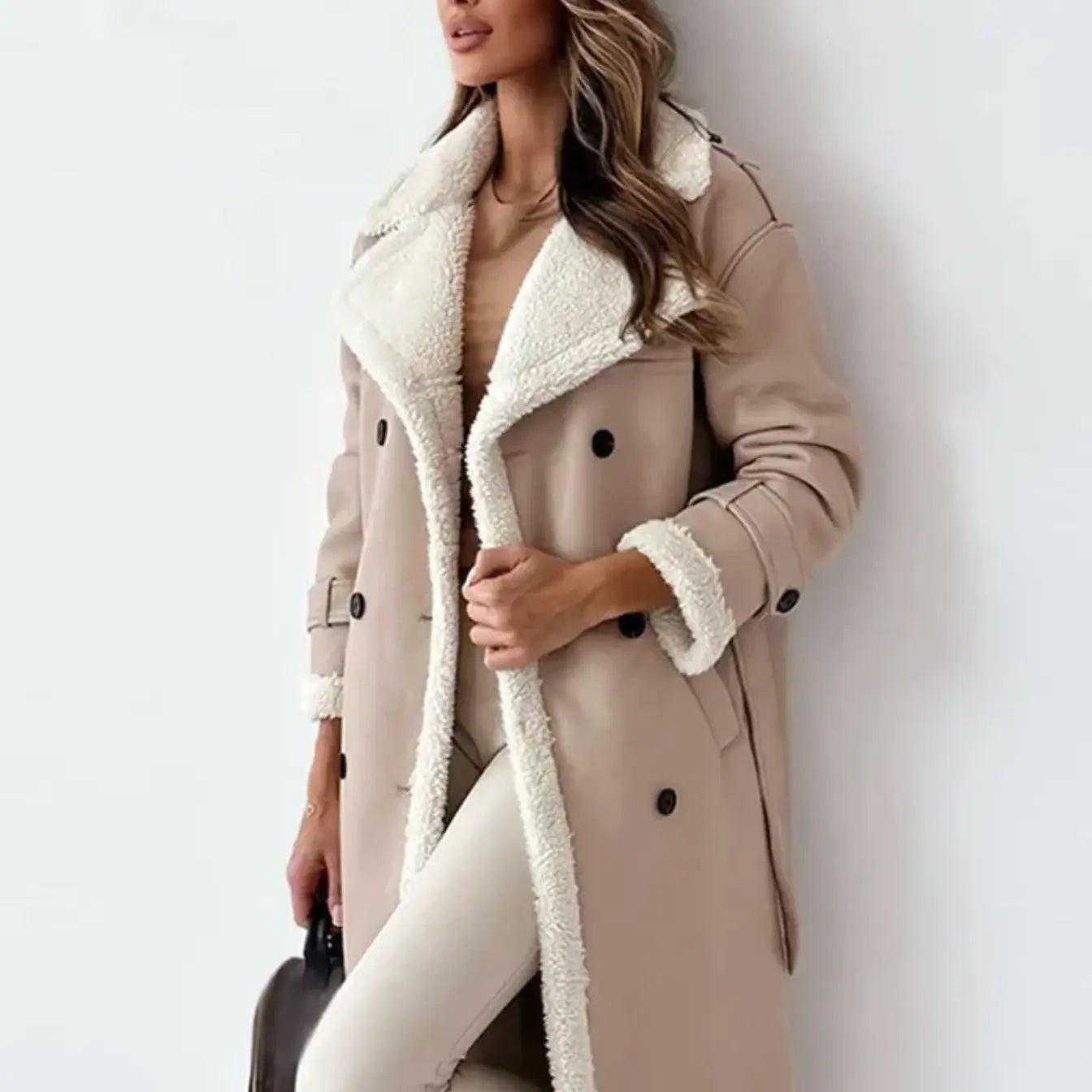 Luna | Lange klassische Jacke mit Fleece Fütterung und Teddykragen Zendoo.de