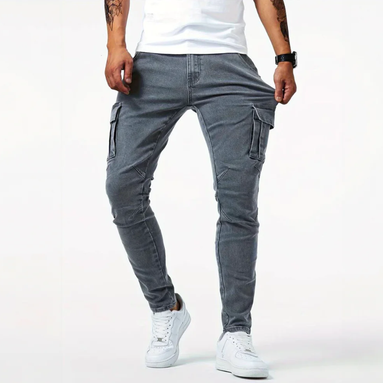 Herren Skinny Jeans Stretch Cargo Modern