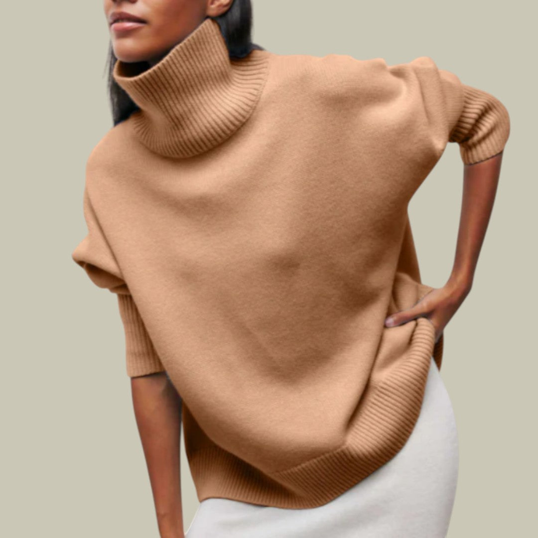 Damen Rollkragenpullover Bequem Locker Geschnitten