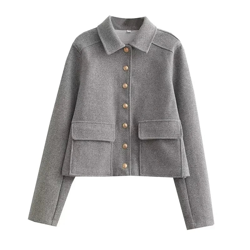 Damen Kurzjacke Modern mit Knopfleiste